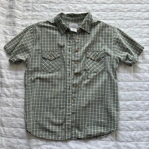 Vintage cute Arizona jeans button down, sage and white plaid, fits a size small
